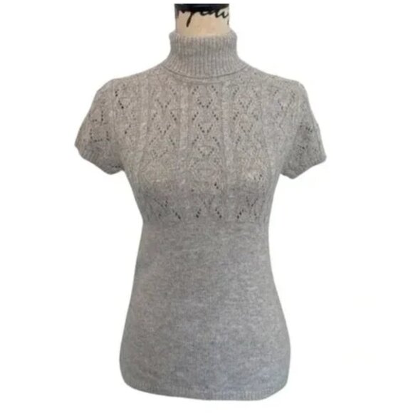 Michael Kors Gray Turtleneck Short Sleeve Sweater Size Petite - Picture 1 of 6